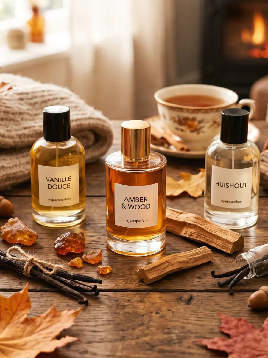 De warme herfstgeur: amber, vanille en hout